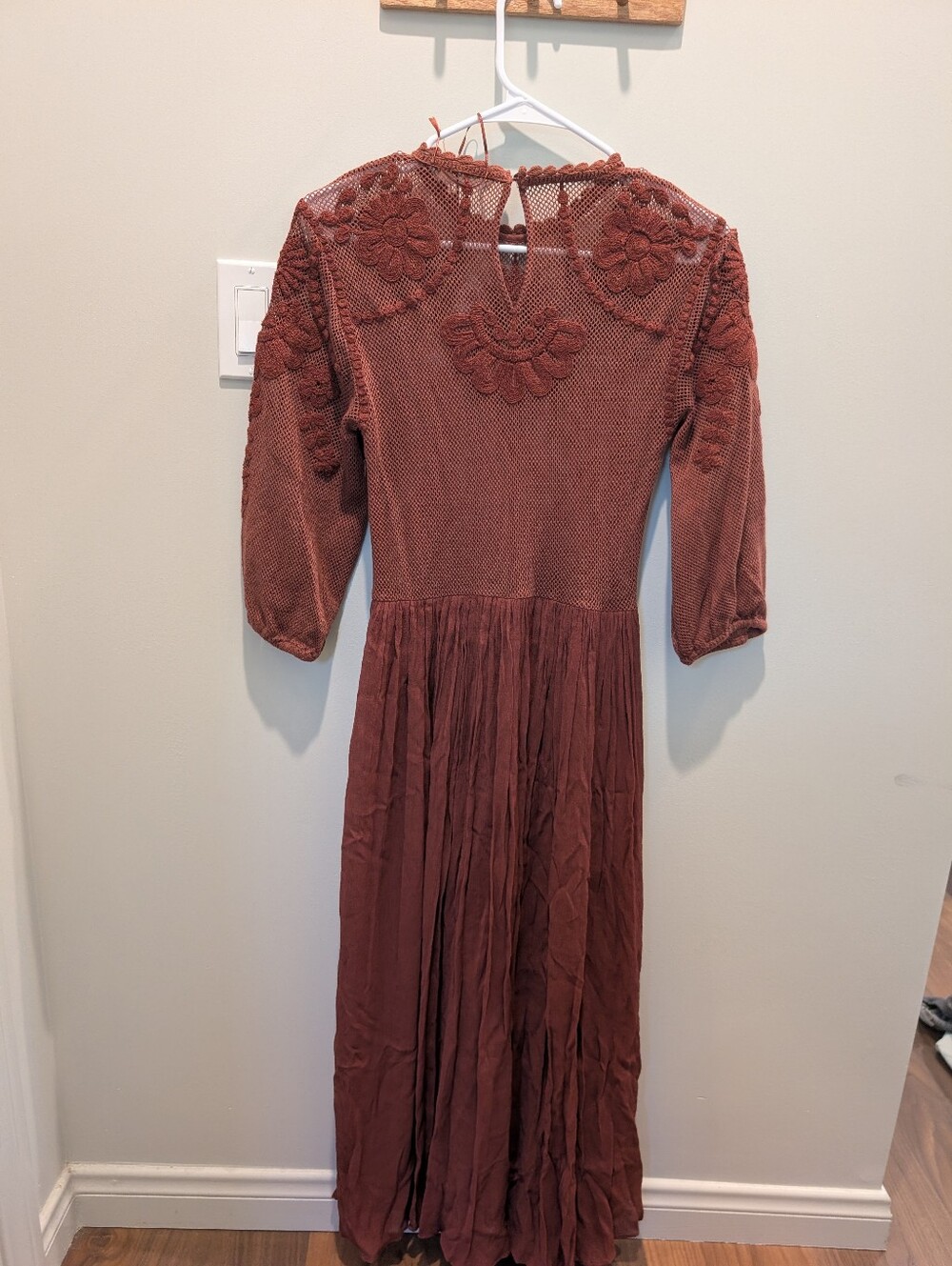 Zara NWT ZW Collection Combination Dress 6895/283 Brown Lace Size Small Bohemian - Picture 4 of 5